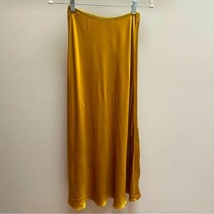 Gold Silky Midi Skirt
